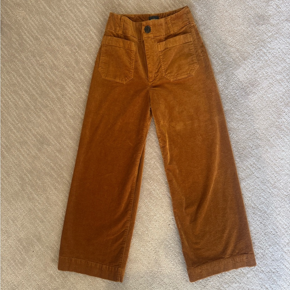 Anthropologie the Colette corduroy crop wide leg pants in caramel color